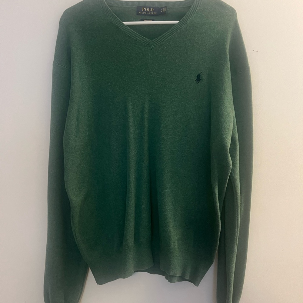 Ralph Lauren Green V-Neck Sweater Timeless Knit- men’s size large